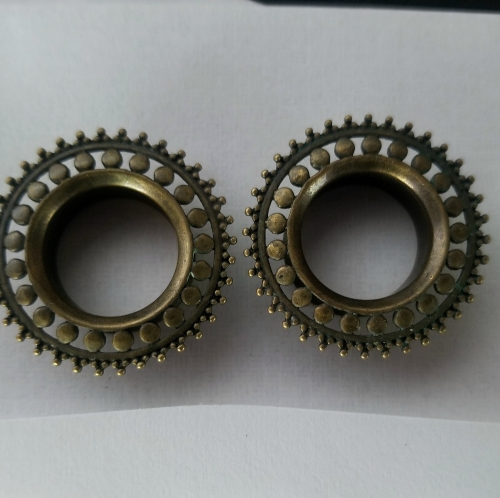 Dark brass ornate afghan ear gauges 13/16" 20mm